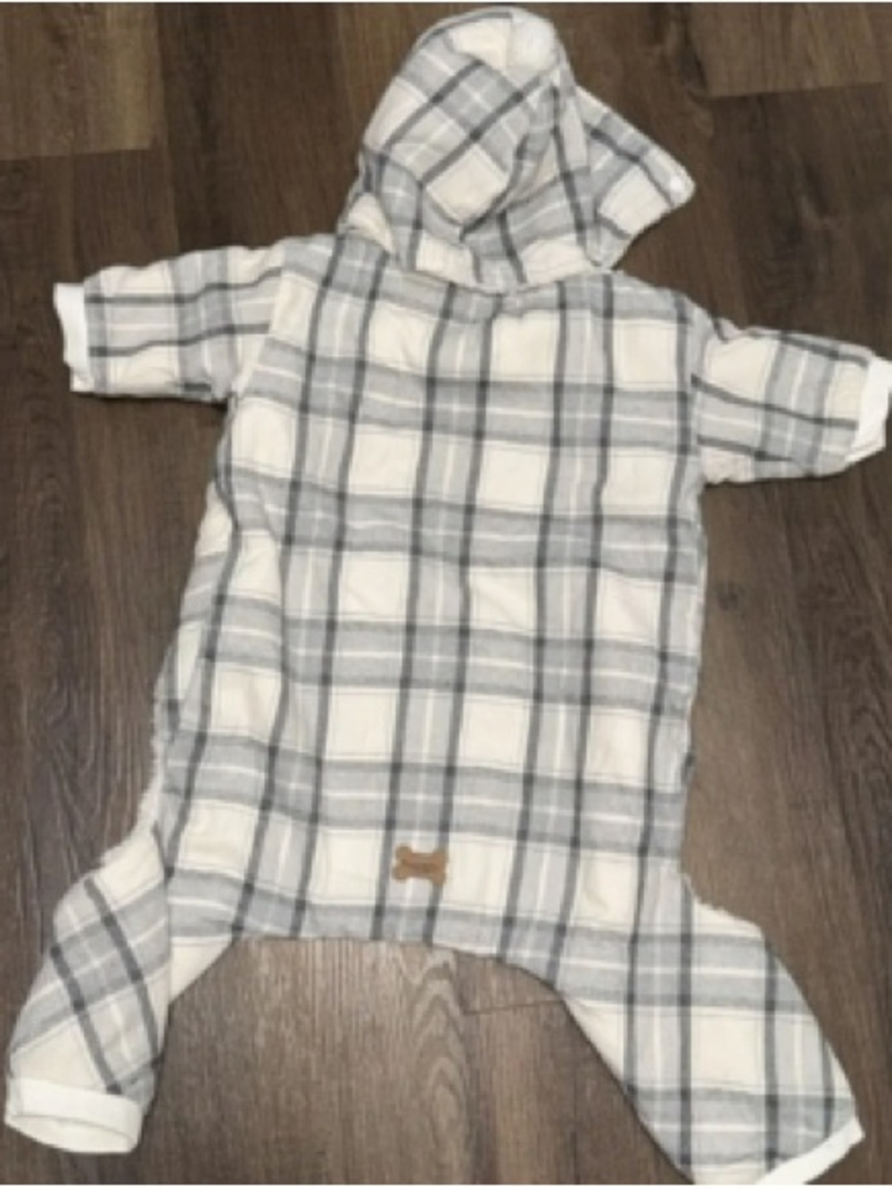 Cozy Hooded Plaid Kids Pajamas - White & Gray